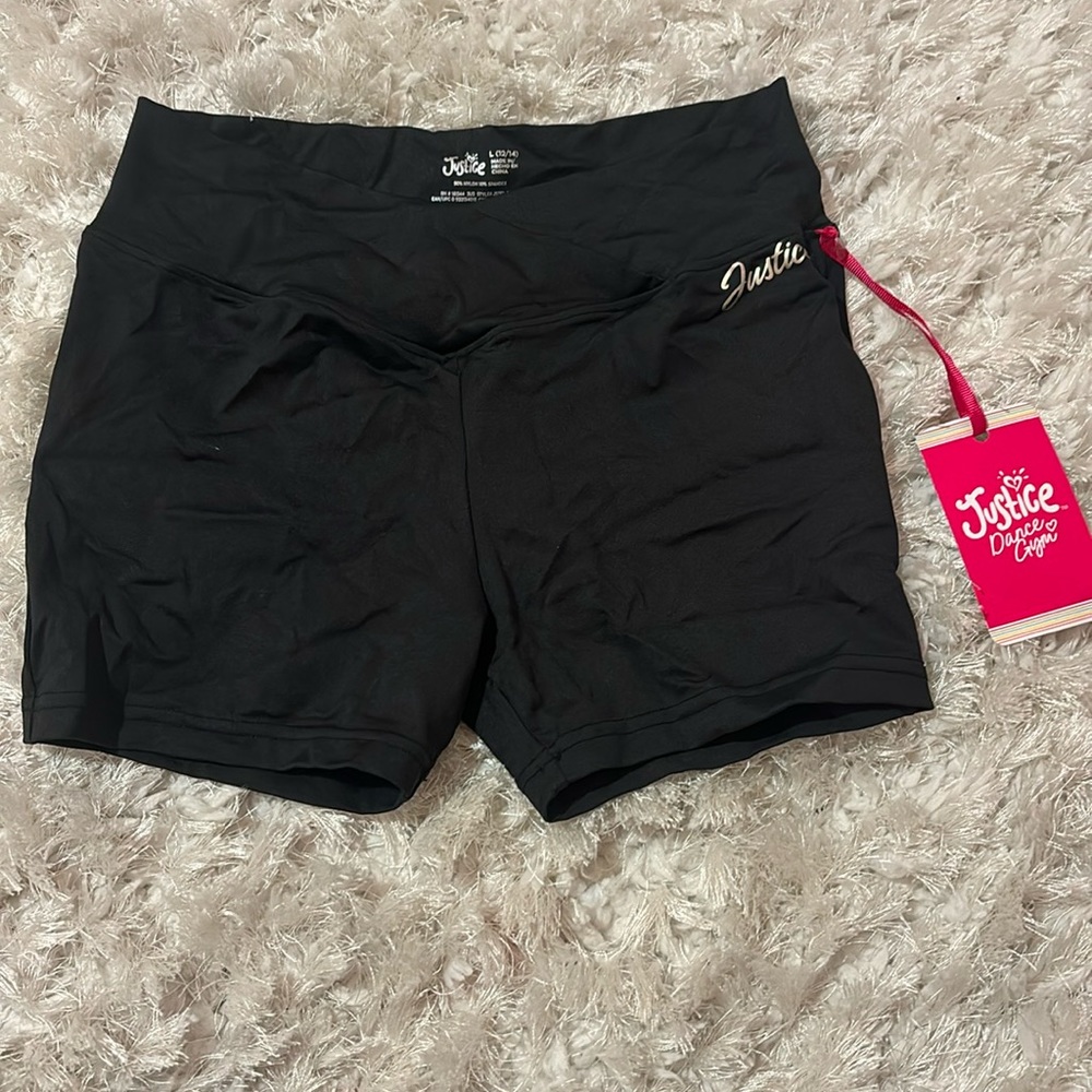 Justice Black Cross Waistband Shorts